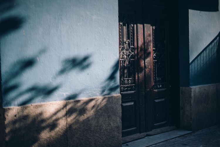Shadows on blue wall