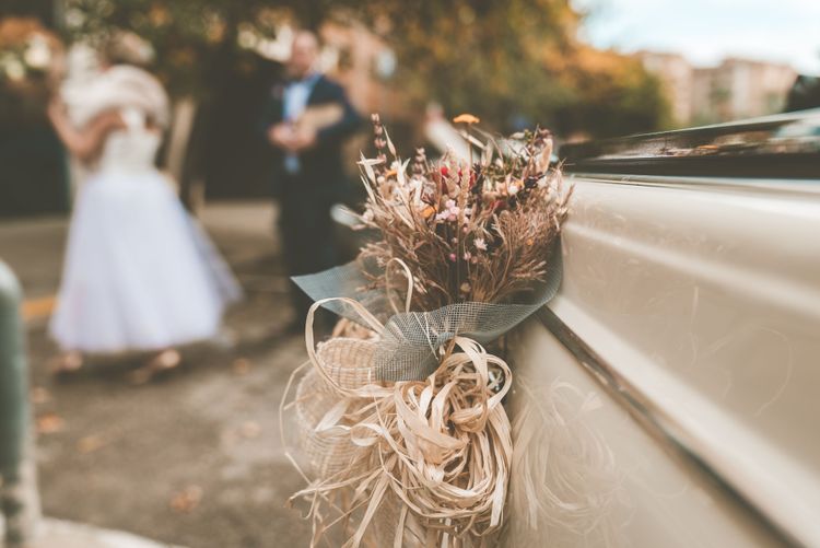 Mustang et jeune mariés