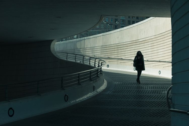 silhouette walking down