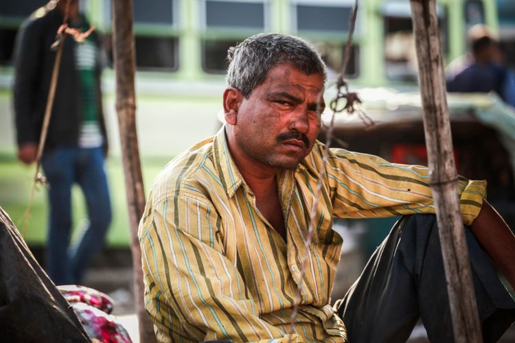 Portrait worker in the street of Calcutta