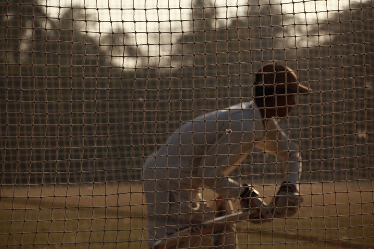 Cricket player preparing to strike