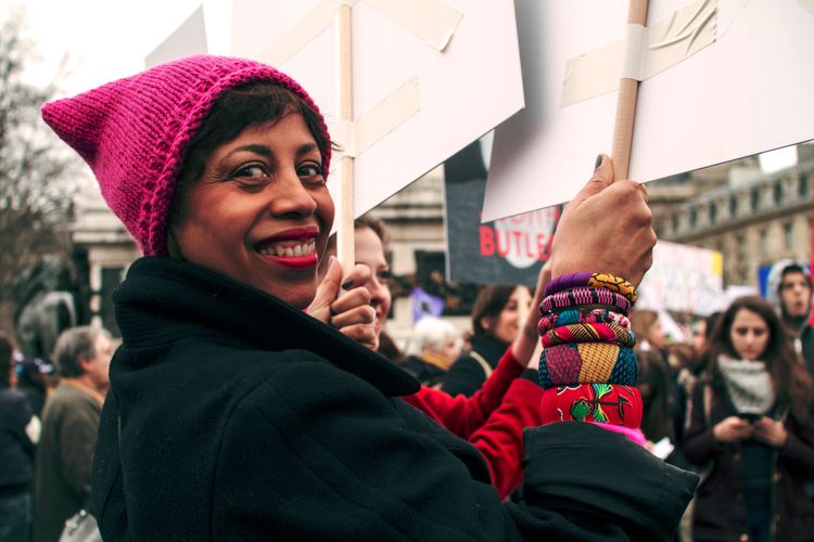 Portrait during women's protest
