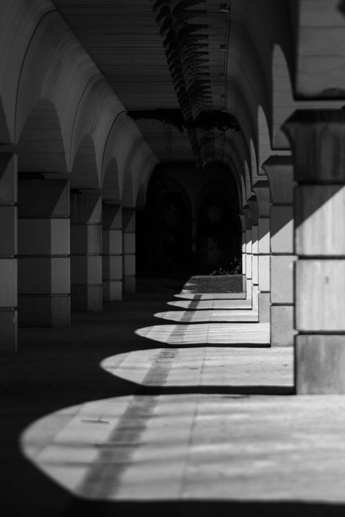 Sun and shadows playing with columns