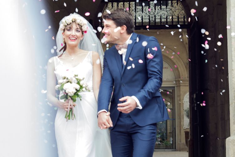 Couple getting out of the church